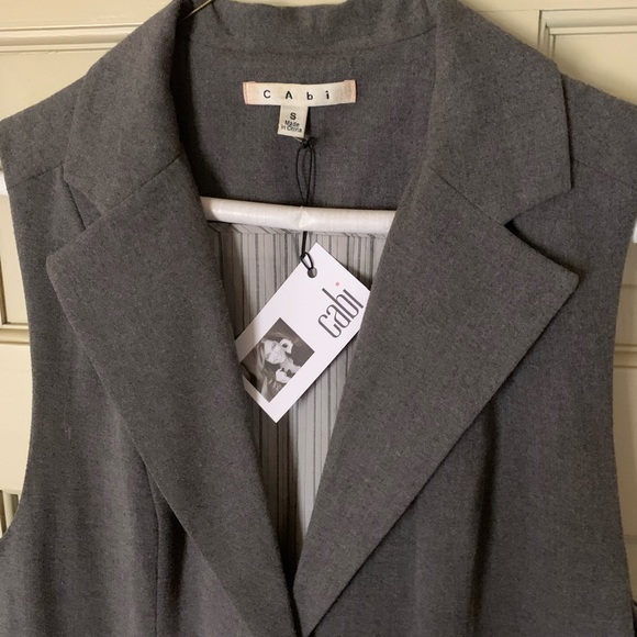CAbi two tone gray vest bottom panel, lined, Sz Sm - Picture 4 of 5